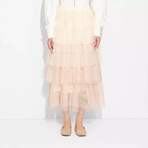 Wicked Themed Cream & Pink Ombré Layered Skirt